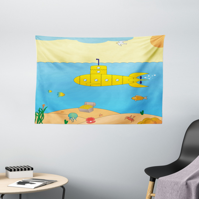Sea Creatures Wide Tapestry