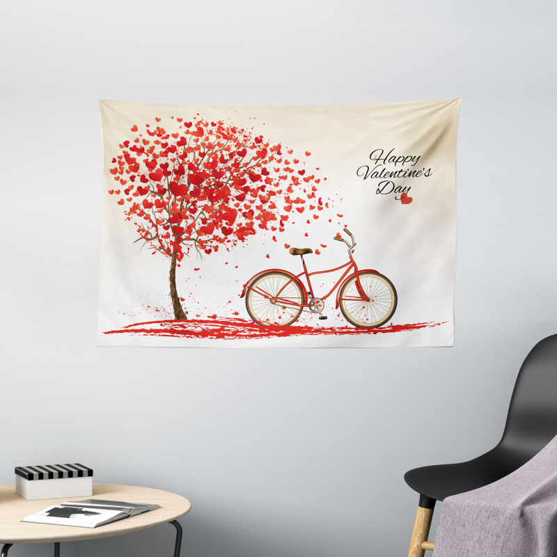 Heart Tree Bike Wide Tapestry