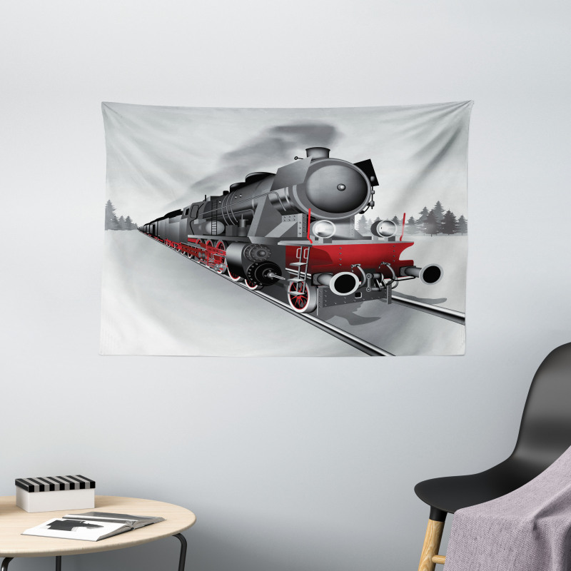 Railway Train Art Wide Tapestry