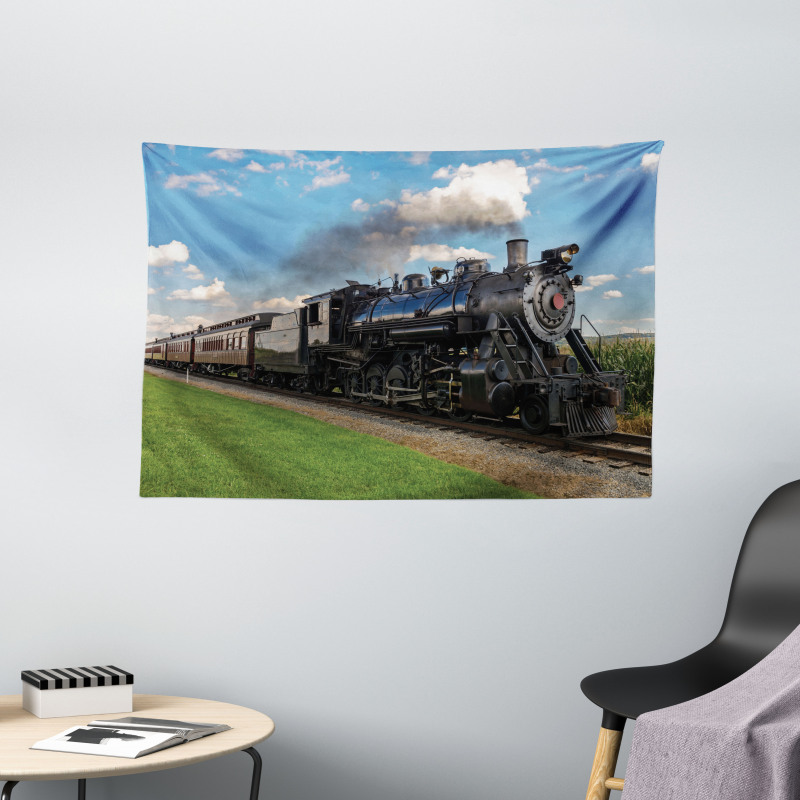 Countryside Train Wide Tapestry