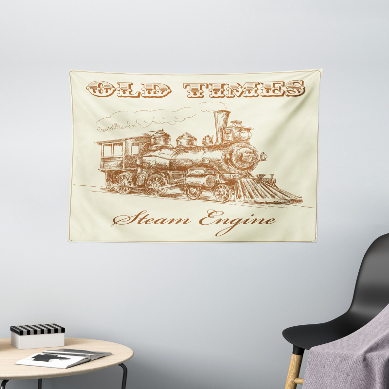 Old Vintage Train Wide Tapestry