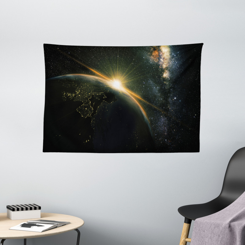 Sun Rising Above Earth Wide Tapestry
