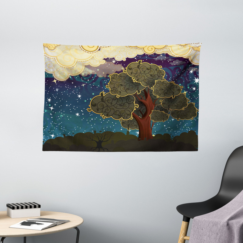 Vİbrant Starry Night Wide Tapestry