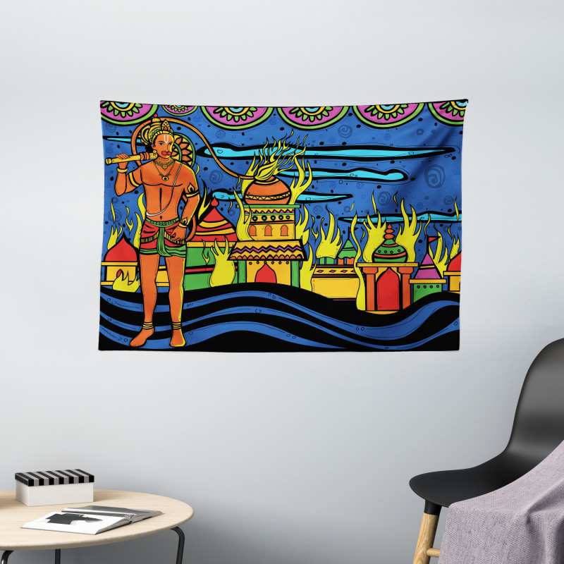 Bohemian Oriental Art Wide Tapestry