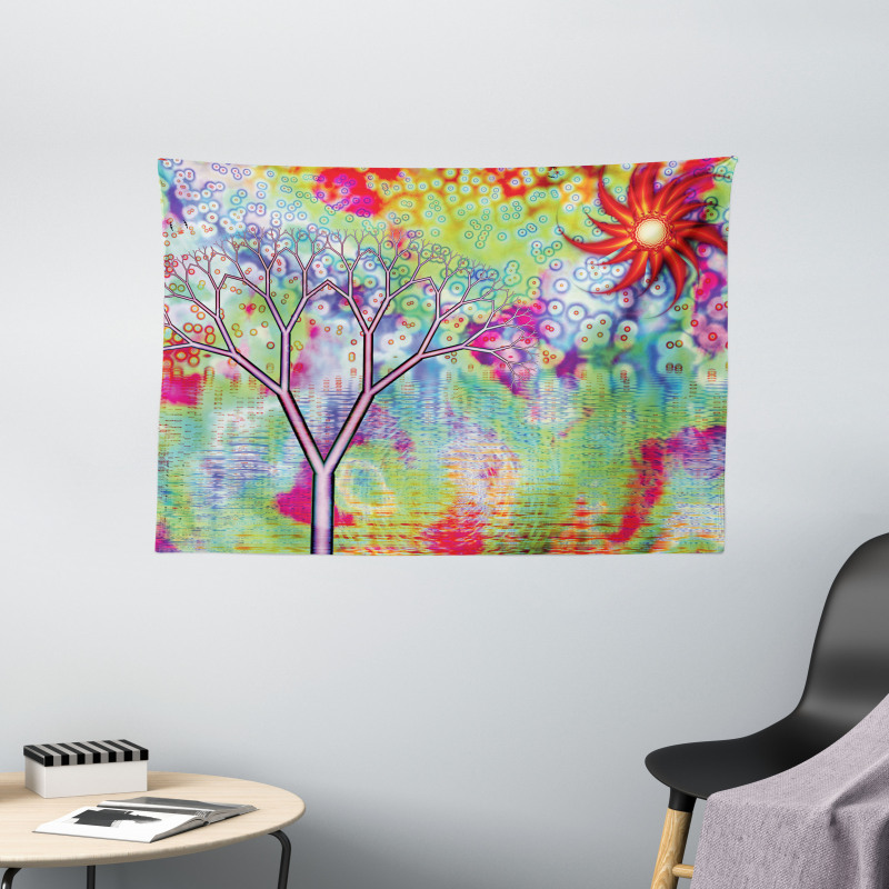 Abstract Lake Tree Wide Tapestry