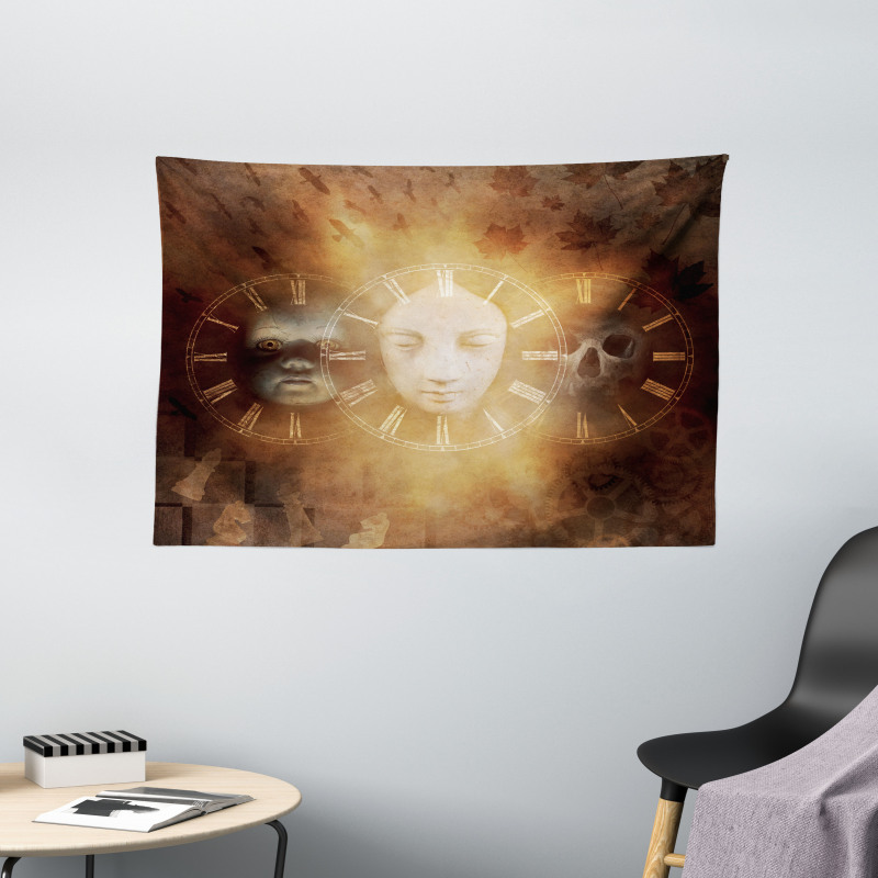 Spooky Scary Skull Baby Wide Tapestry