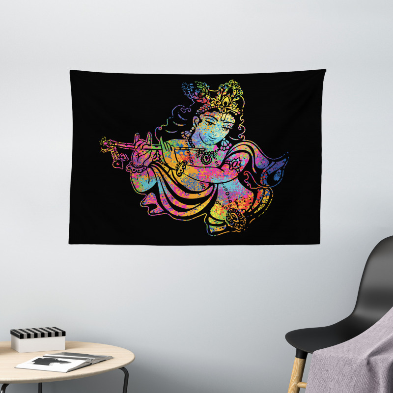 Mystic Ancient Figure Music Wide Tapestry