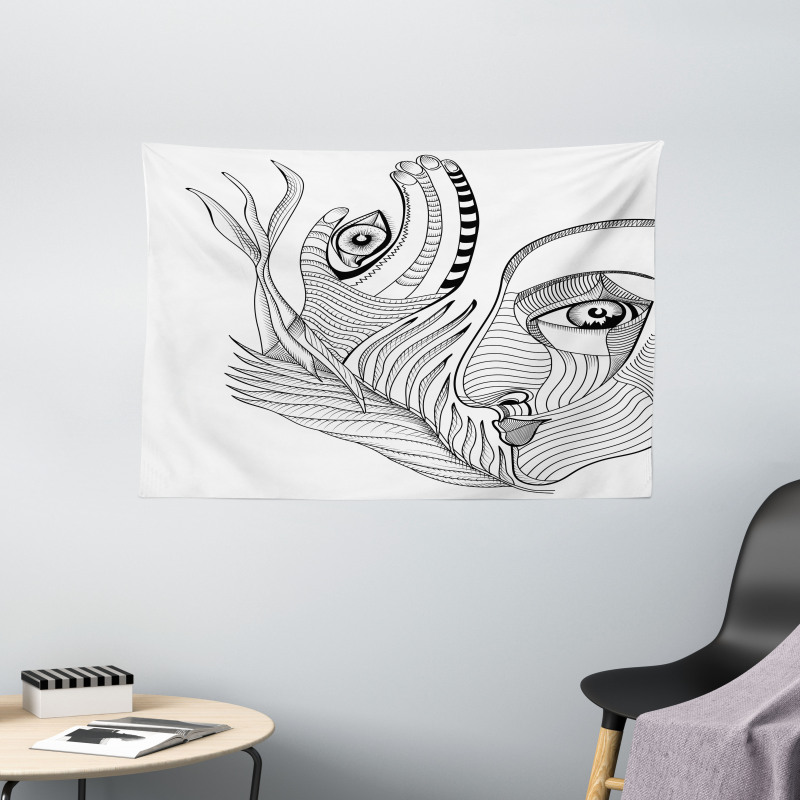Trippy Abstract Wide Tapestry