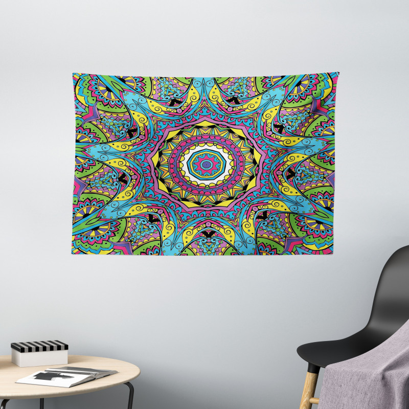 Abstract Hippie Forms Wide Tapestry