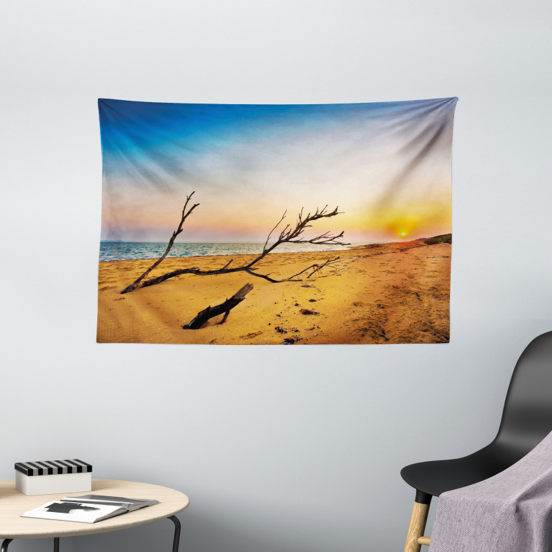 Sunrise at a Sea Shore Wide Tapestry