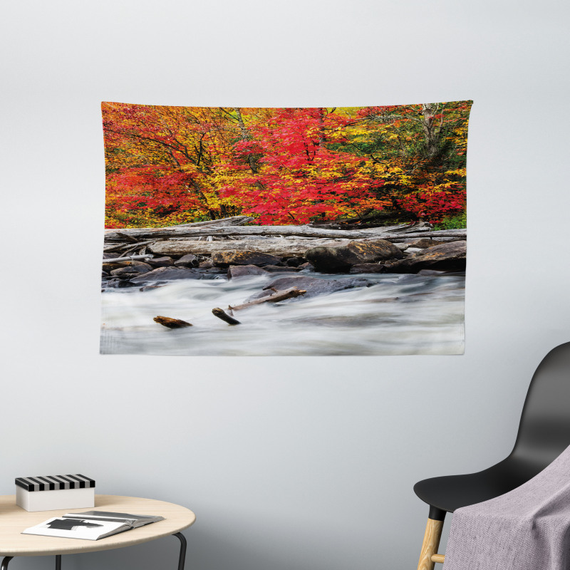 Fall Forest Driftwood Wide Tapestry