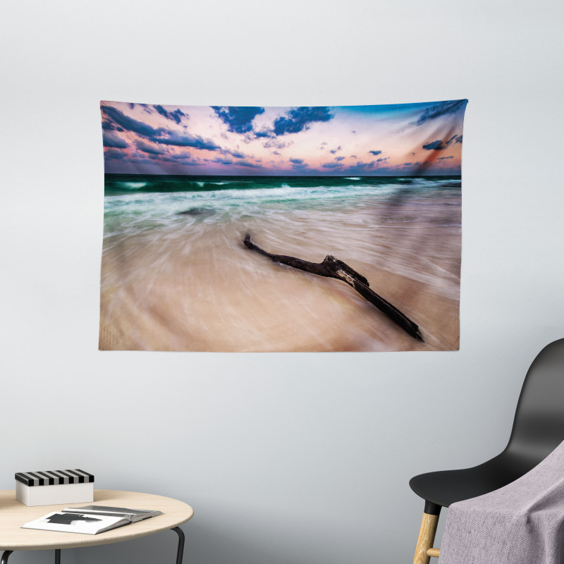Driftwood on Beach Wide Tapestry