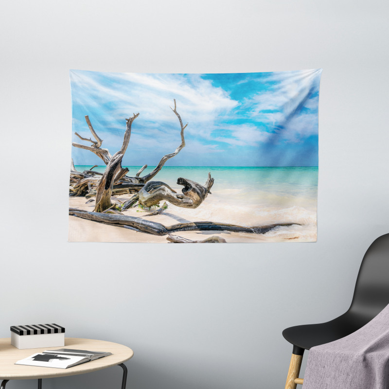 Seascape Sandy Beach Wide Tapestry