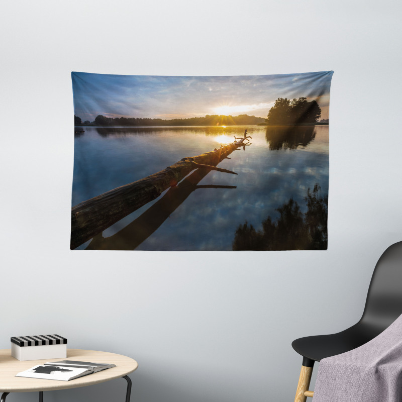 Lake in Poland Sunny Day Wide Tapestry