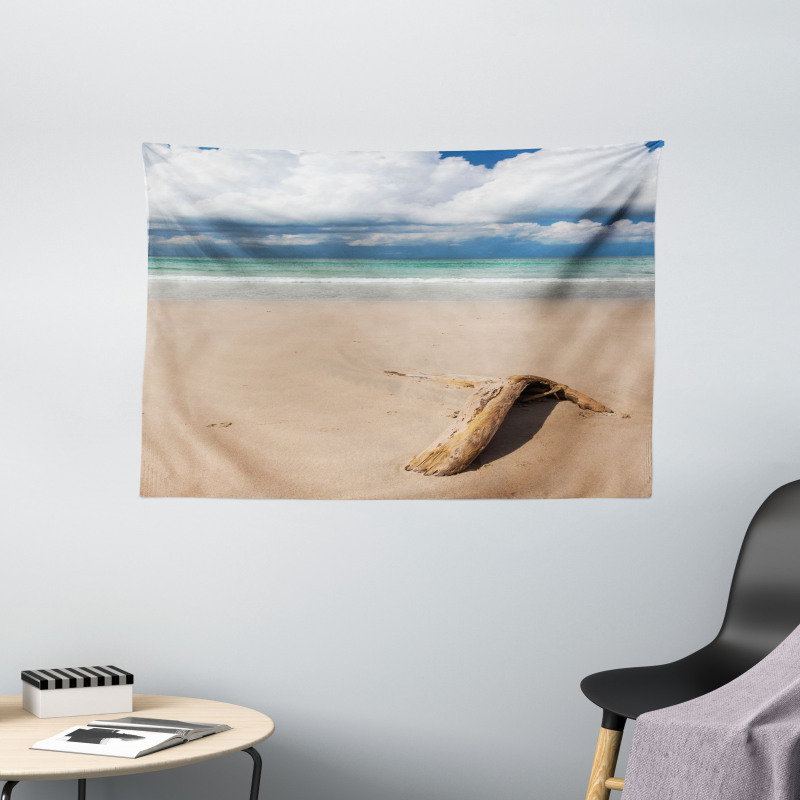 Driftwood on the Beach Wide Tapestry