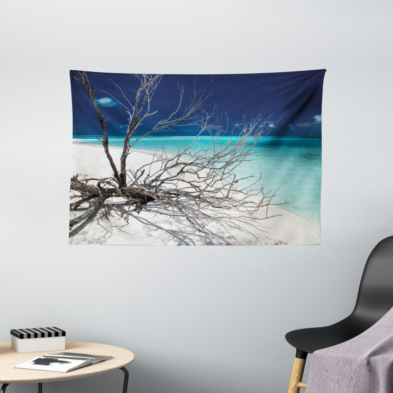 Seascape Theme Driftwood Wide Tapestry