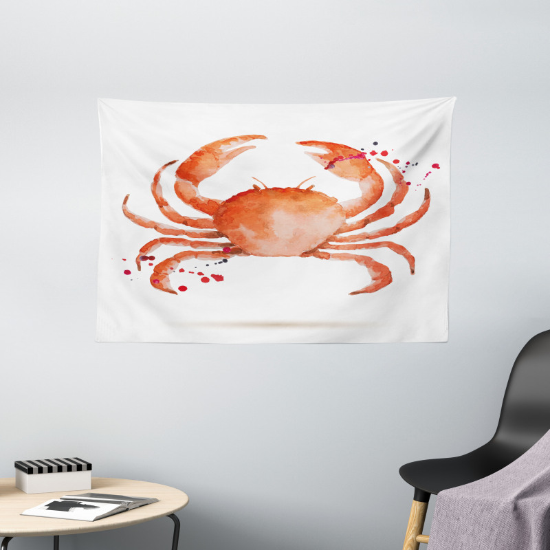 Sea Animals Theme Crabs Wide Tapestry