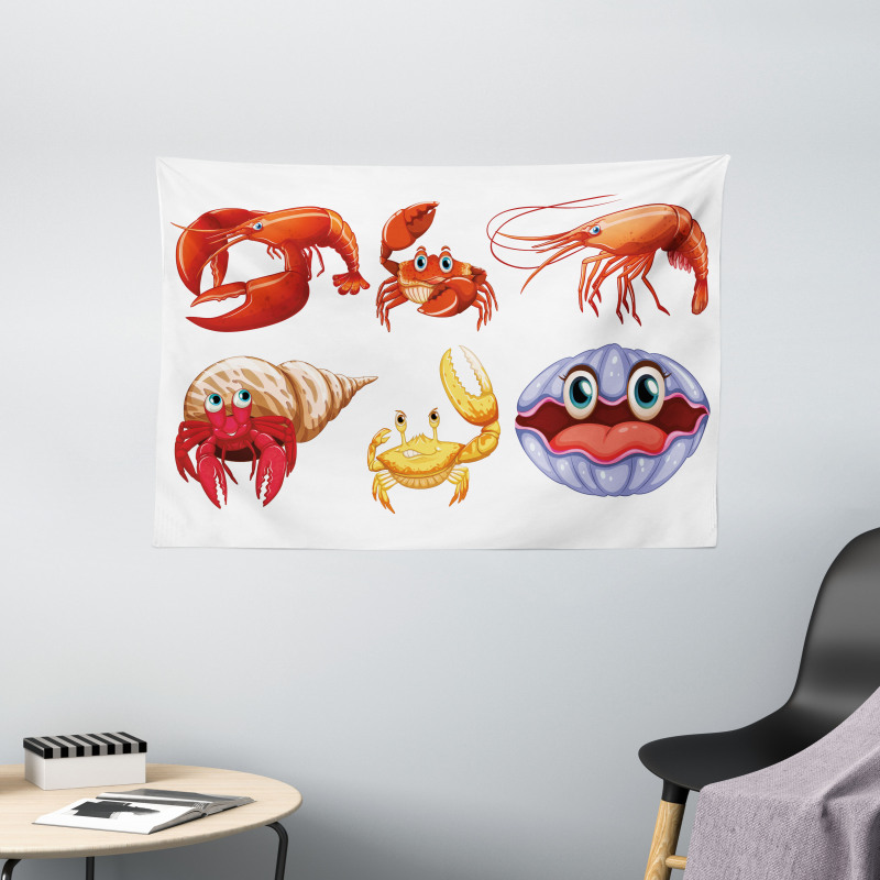 Crab Hermit Crab Lobster Wide Tapestry
