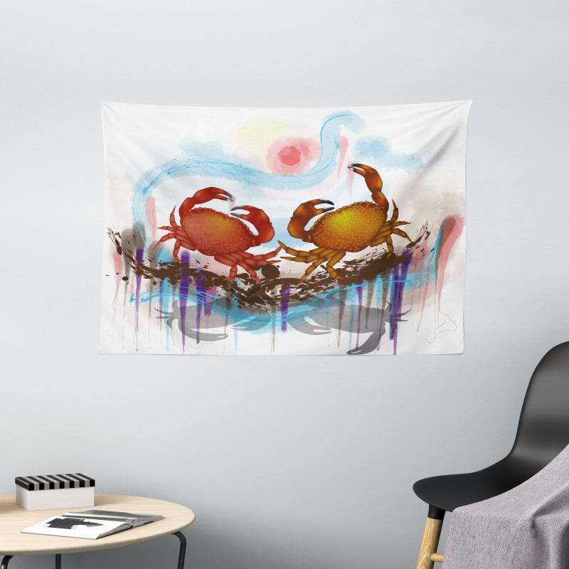 2 Crabs Dancing Sea Wide Tapestry