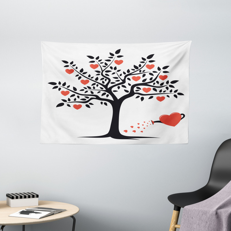 Romantic Love Tree Wide Tapestry
