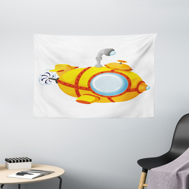 Cartoon Vessel Wide Tapestry