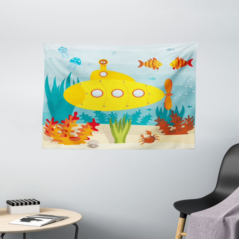 Sea Life Theme Wide Tapestry
