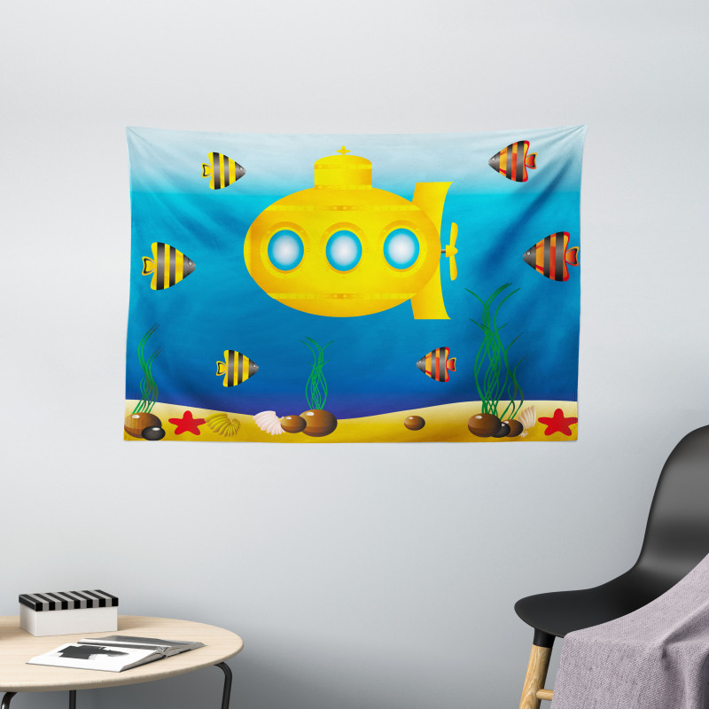 Fish Sea Grass Wide Tapestry