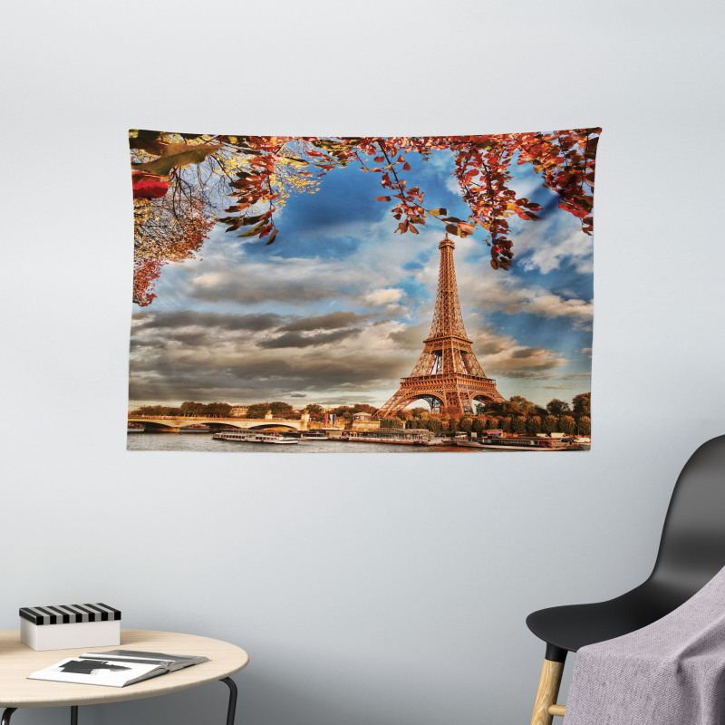 Beauty of Autumn Eiffel View Wide Tapestry
