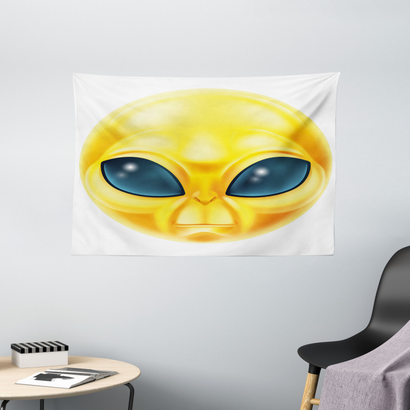 Alien Space Smiley Face Wide Tapestry