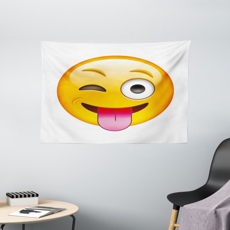 Cartoon Romantic Smiley Wide Tapestry