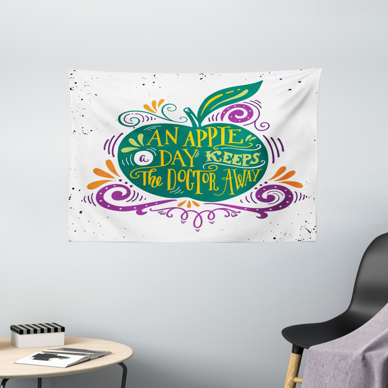 Eat Healthy Words Wide Tapestry