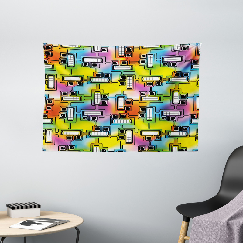 Fun Characters Pattern Wide Tapestry