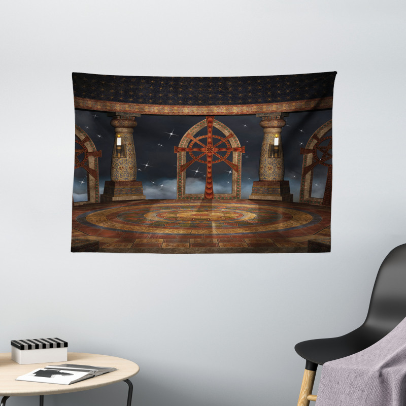 Fantasy Building in the Sky Wide Tapestry