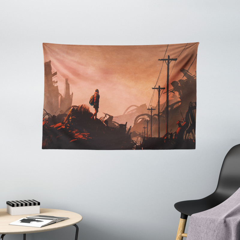 City Scene Abandoned Wide Tapestry