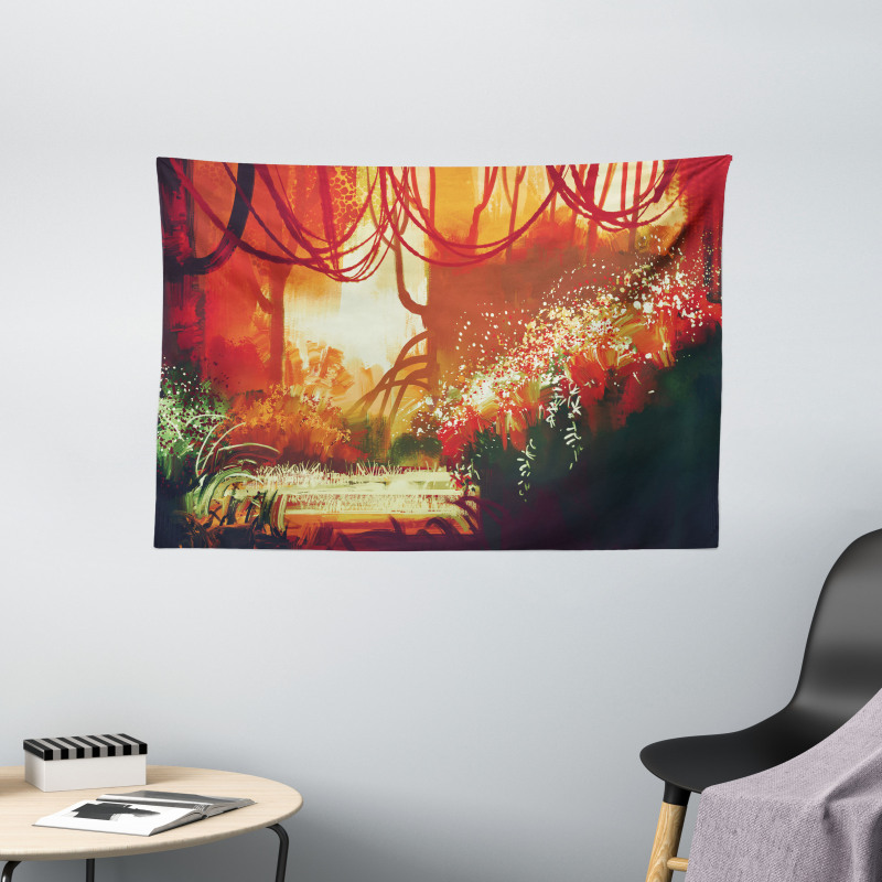Modern Autumn Forest Wide Tapestry