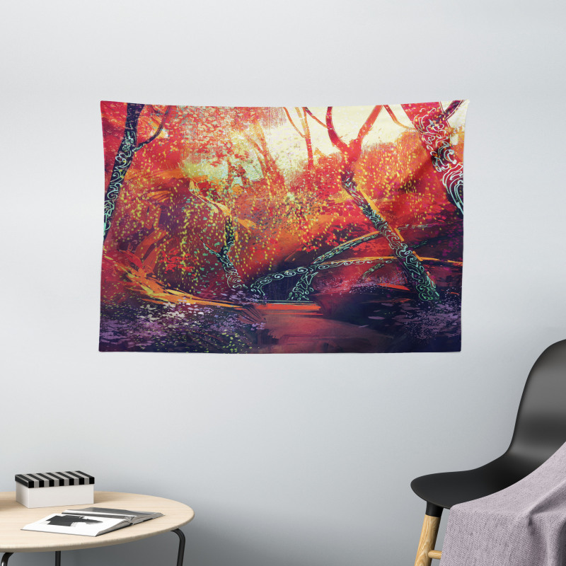Autumn Fall Scenery Wide Tapestry