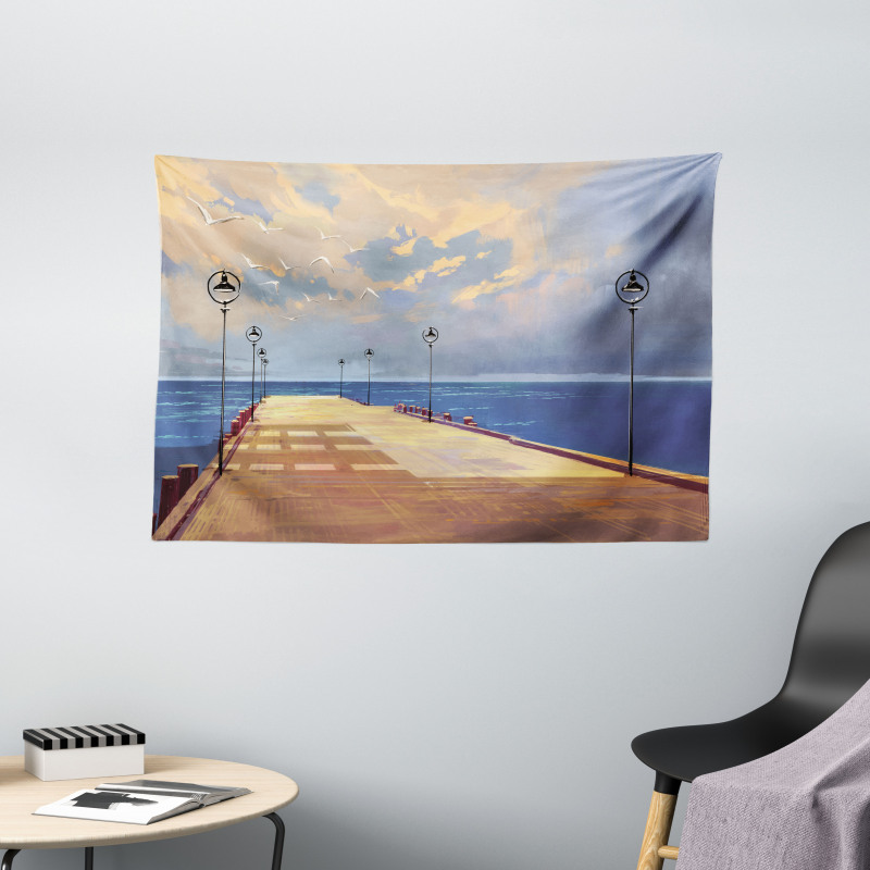 Bridge Pier Sea Harbor Wide Tapestry