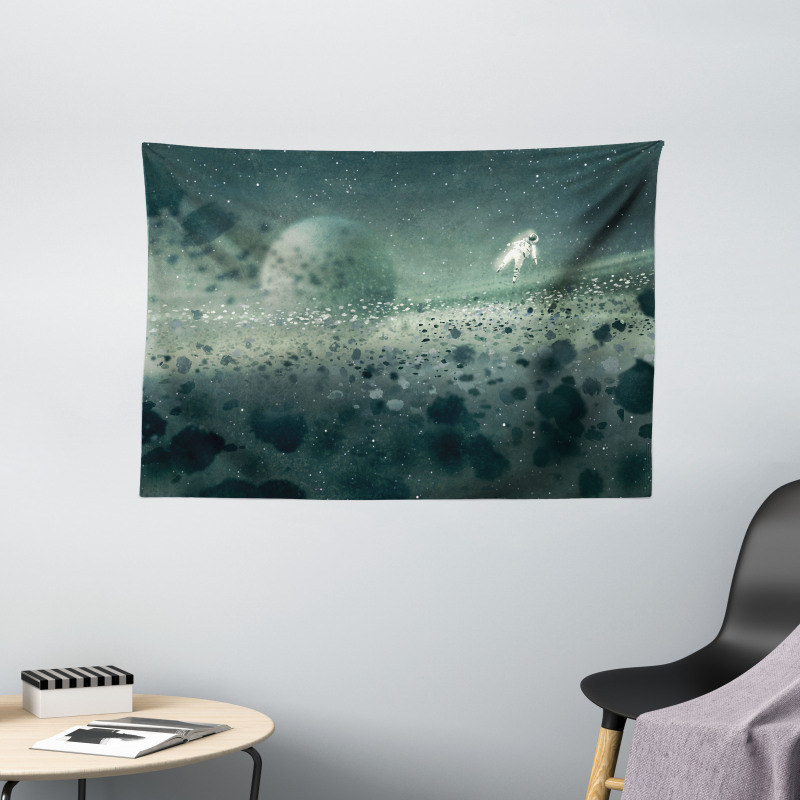 Moon Astronaut Wide Tapestry