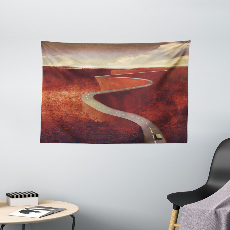 Windy Road Clouds Wide Tapestry