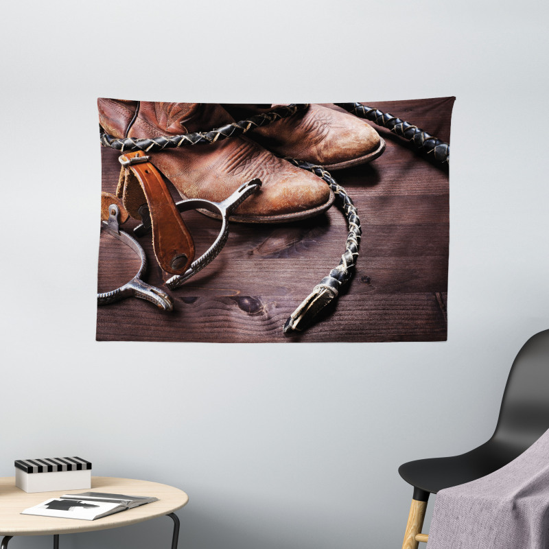 Rustic Rodeo Cowboy Wide Tapestry