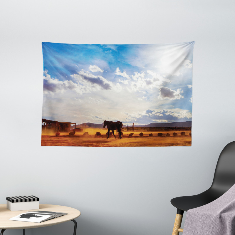 Horse Valley Sky View Wide Tapestry