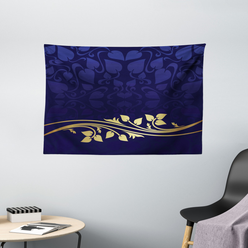 Romantic Royal Leaves Wide Tapestry