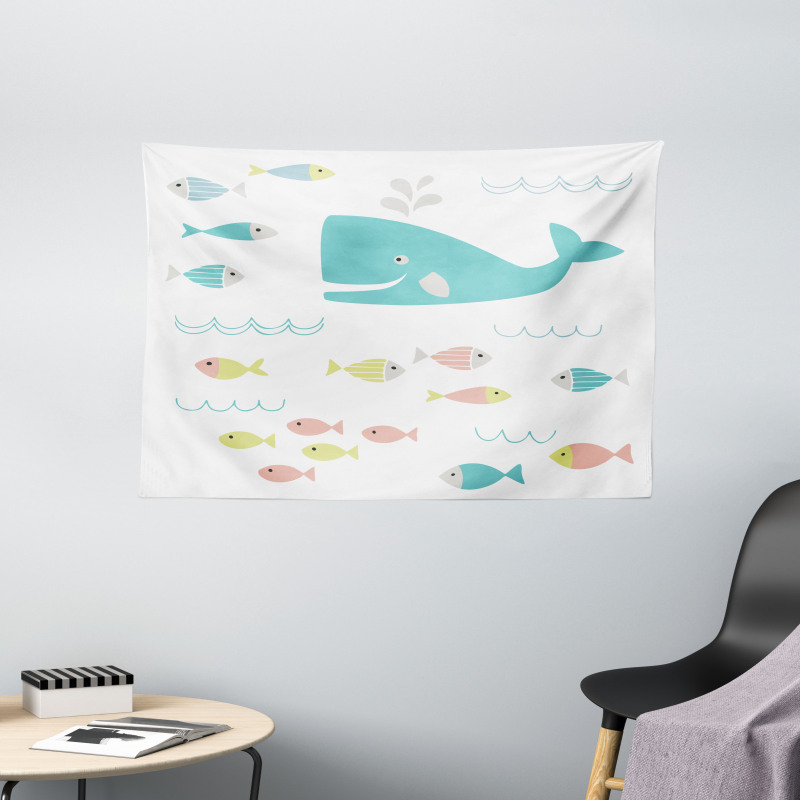 Geometric Whale Fish Wide Tapestry