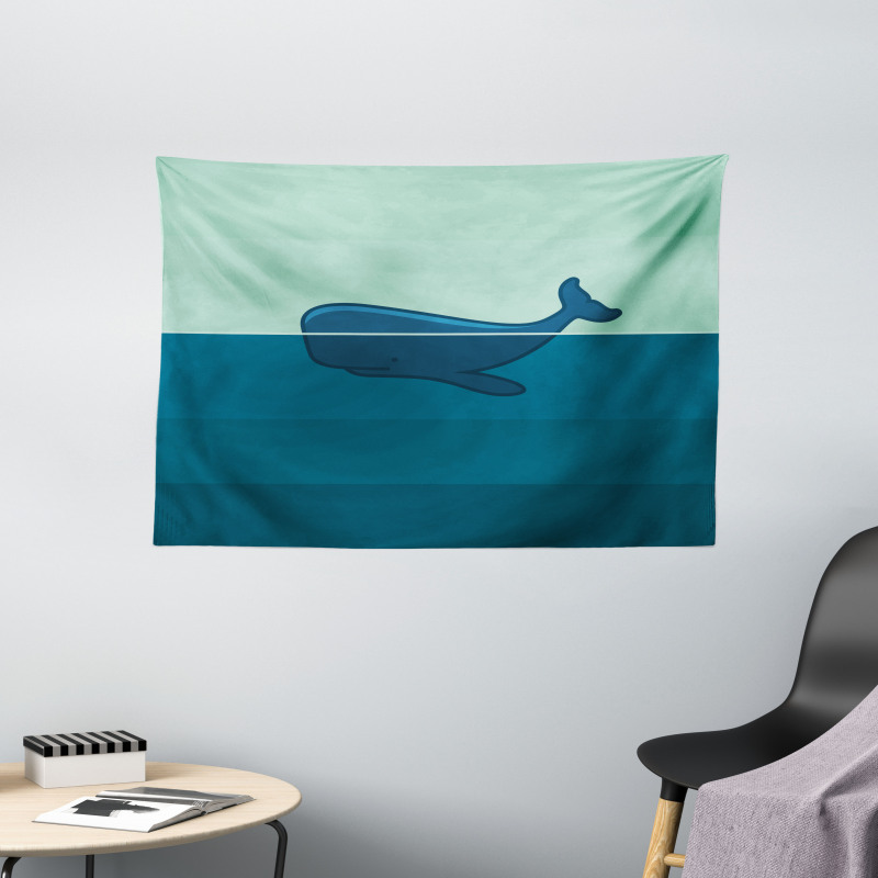 Blue Whale in the Sea Wide Tapestry