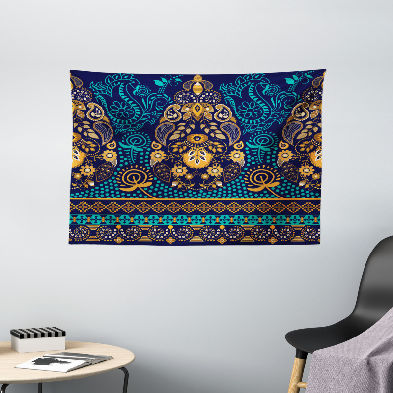 Flowers and Dot Wide Tapestry