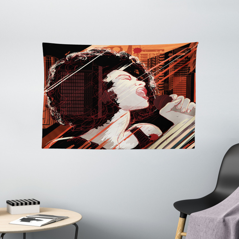 Musical Jazz Singer Woman Wide Tapestry