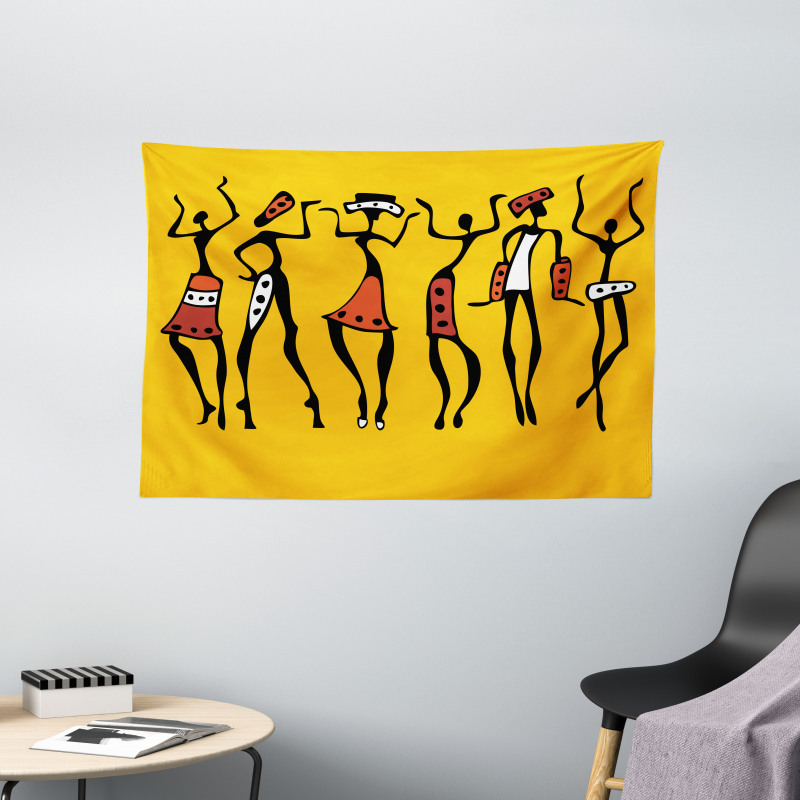 Sketchy Graphical Dancer Wide Tapestry