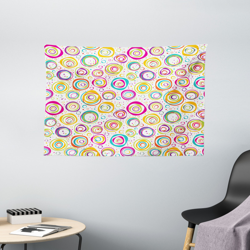 Kids Spiral and Dots Wide Tapestry