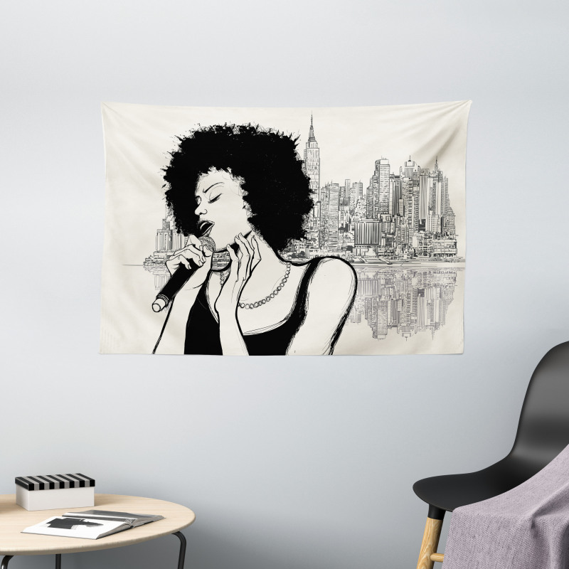 American Girl Jazz Music Wide Tapestry