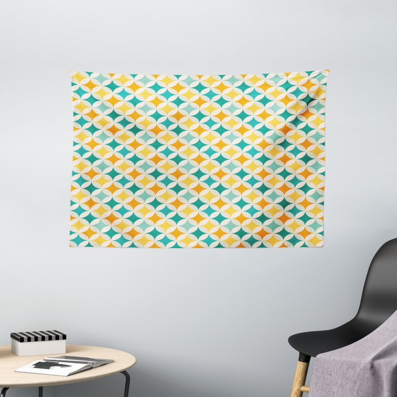 Abstract Circle Cube Wide Tapestry
